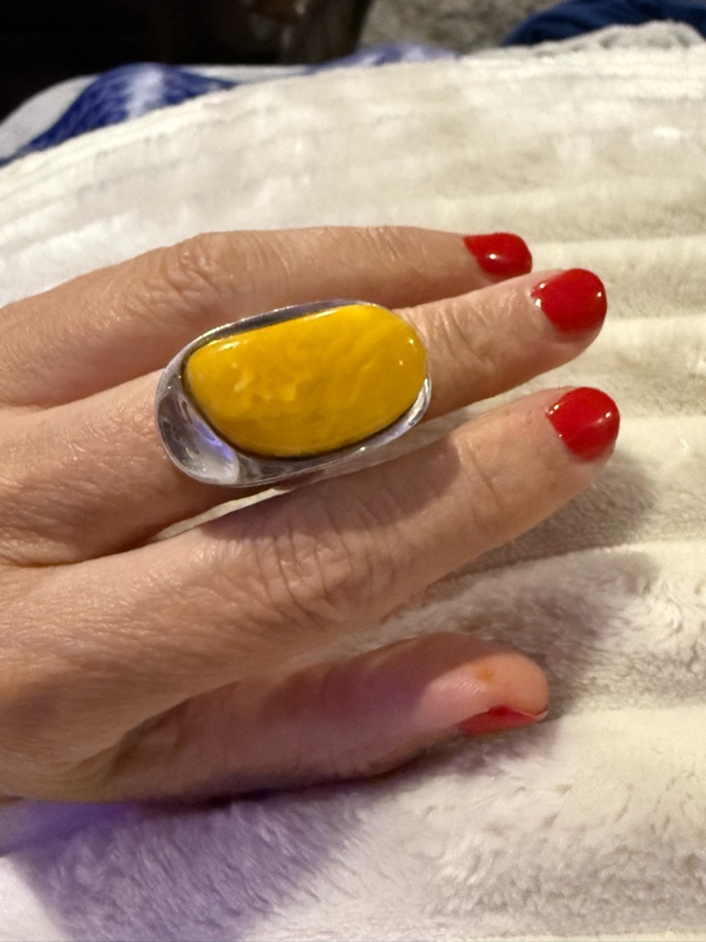 Oversized Butterscotch Yellow Stone Statement Ring - Picture 7 of 9
